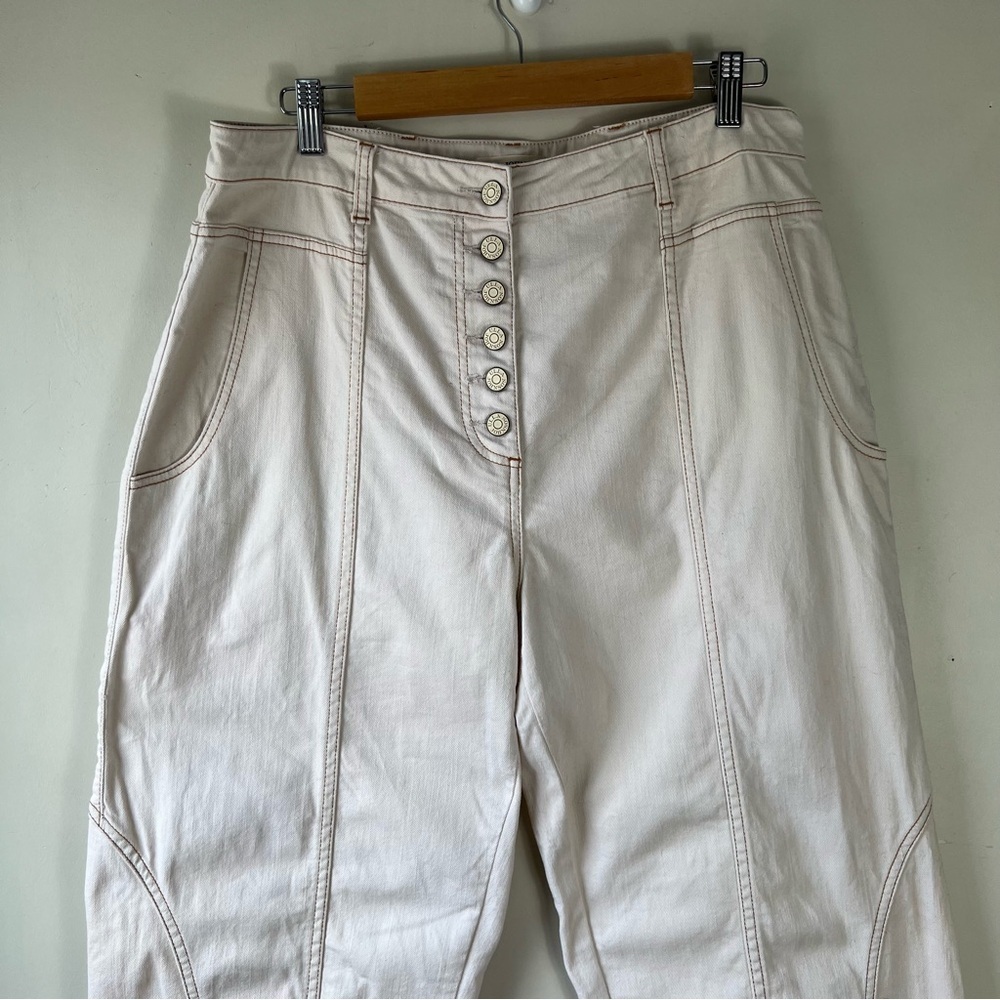 ULLA JOHNSON Women's Brodie Jeans Tapered Ankle Ivory Size 10 High Rise - Picture 6 of 16